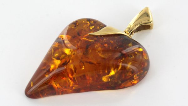 German Handmade Amber Elegant Heart Shaped Pendant in 14ct Italian Gold GP0444 RRP£1000!!!