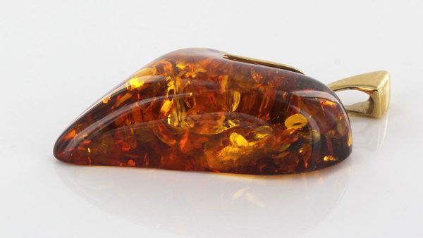 German Handmade Amber Elegant Heart Shaped Pendant in 14ct Italian Gold GP0444 RRP£1000!!!