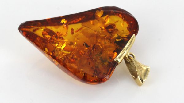 German Handmade Amber Elegant Heart Shaped Pendant in 14ct Italian Gold GP0444 RRP£1000!!!