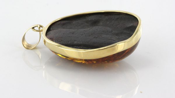 Italian Handmade German Green Honey Unique Baltic Amber Pendant in 14ct solid Gold -GP0445 RRP£1200!!!