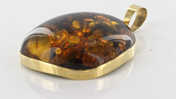 Italian Handmade German Green Honey Unique Baltic Amber Pendant in 14ct solid Gold -GP0445 RRP£1200!!!