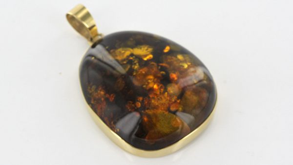 Italian Handmade German Green Honey Unique Baltic Amber Pendant in 14ct solid Gold -GP0445 RRP£1200!!!