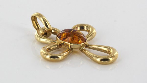 Italian Hand Made Elegant 14ct Gold Cross Pendant with German Baltic Amber - GP0506 RRP£750!!!