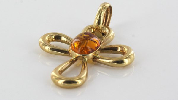 Italian Hand Made Elegant 14ct Gold Cross Pendant with German Baltic Amber - GP0506 RRP£750!!!