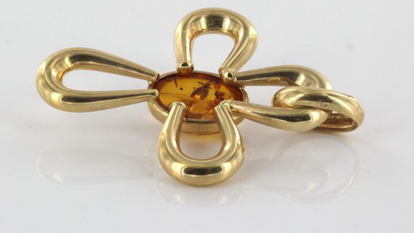 Italian Hand Made Elegant 14ct Gold Cross Pendant with German Baltic Amber - GP0506 RRP£750!!!