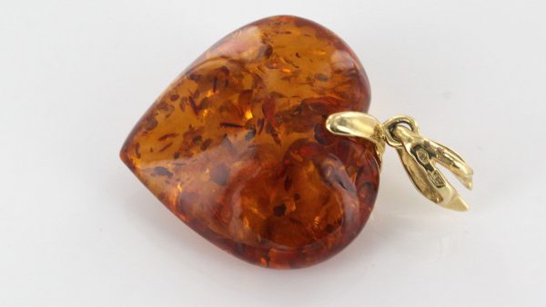 Italian Hand Made Unique German Baltic Amber Heart Shaped Pendant with 14ct solid Gold - GP0546 RRP£525!!!