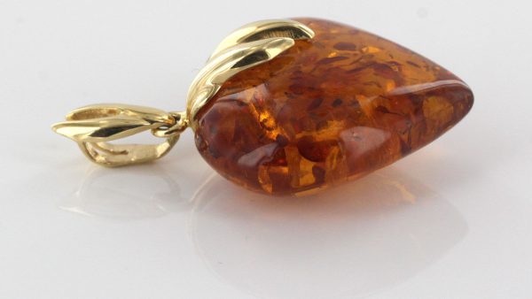 Italian Hand Made Unique German Baltic Amber Heart Shaped Pendant with 14ct solid Gold - GP0546 RRP£525!!!