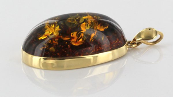 Italian Hand Made Unique Green Honey German Baltic Amber Pendant in 14ct solid Gold GP0882 RRP£795!!!