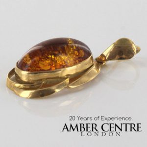 Italian Handmade Unique Elegant German Amber Pendant in 14ct solid Gold GP0888 RRP£395!!!