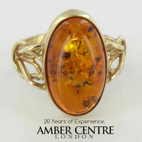 Italian Unique Handmade German Baltic Amber Ring in 9ct solid Gold- GR0004 RRP £295!!!
