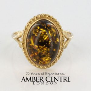 Italian Handmade Green German Baltic Amber Ring in 9ct solid Gold- GR0006G RRP£250!!!