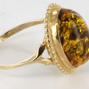 Italian Handmade Green German Baltic Amber Ring in 9ct solid Gold- GR0006G RRP£250!!!