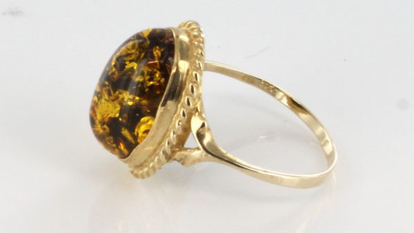 Italian Handmade Green German Baltic Amber Ring in 9ct solid Gold- GR0006G RRP£250!!!