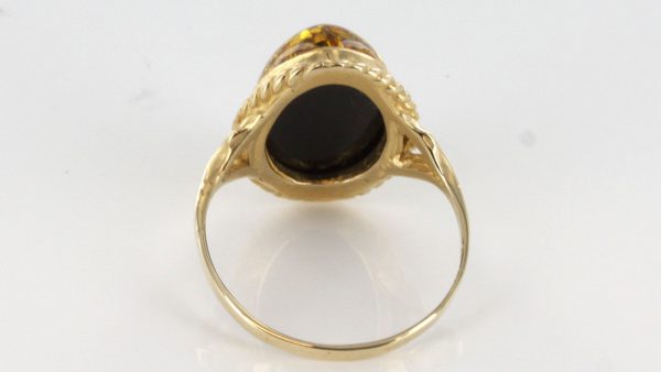 Italian Handmade Green German Baltic Amber Ring in 9ct solid Gold- GR0006G RRP£250!!!