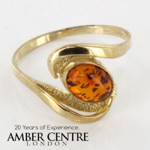 Italian Handmade Elegant German Baltic Amber Ring in 9ct solid Gold-GR0019 RRP £195!!!