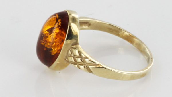 Italian Handmade German Baltic Amber Ring in 9ct solid Gold- GR0023 RRP£195!!!