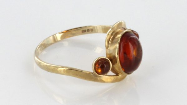 Italian Handmade Elegant German Baltic Amber Ring in 9ct solid Gold-GR0028 RRP £195!!!