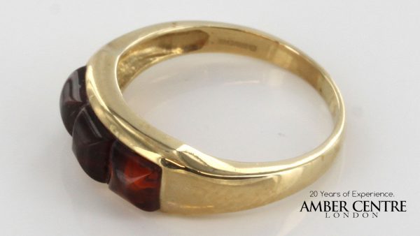Italian Handmade Elegant German Baltic Amber Ring in 9ct solid Gold-GR0042 RRP £250!!!