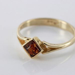 Italian Handmade Elegant German Baltic Amber Ring in 9ct solid Gold-GR0043 RRP £195!!!