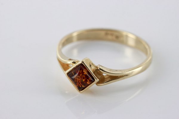 Italian Handmade Elegant German Baltic Amber Ring in 9ct solid Gold-GR0043 RRP £195!!!