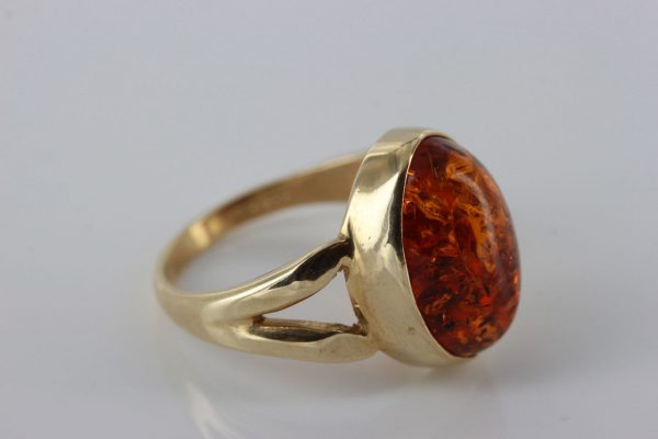 Italian Made Modern Elegant German Baltic Amber Ring in 9ct Gold- GR0052 RRP£325!!!