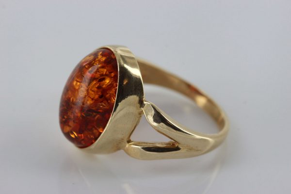 Italian Made Modern Elegant German Baltic Amber Ring in 9ct Gold- GR0052 RRP£325!!!