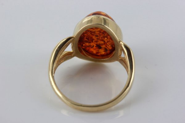 Italian Made Modern Elegant German Baltic Amber Ring in 9ct Gold- GR0052 RRP£325!!!