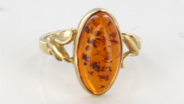 Italian Handmade Elegant German Baltic Amber Ring in 9ct Gold-GR0058 RRP £195!!!