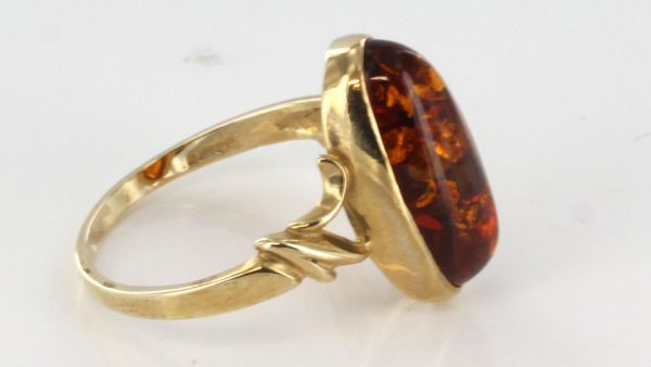 Italian Handmade Elegant German Baltic Amber Ring in 9ct Gold-GR0058 RRP £195!!!