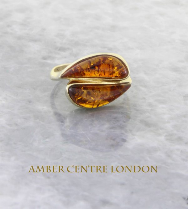Italian Handmade Elegant German Baltic Amber Ring in 9ct solid Gold-GR0099 RRP £325!!!