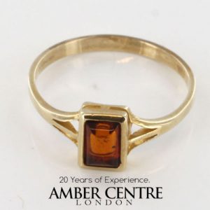 Italian Handmade Elegant German Baltic Amber Ring in 9ct Gold-GR0110 RRP £175!!!