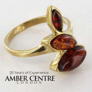 Italian Unique Handmade German Baltic Amber Ring in 9ct solid Gold- GR0132 RRP £250!!!