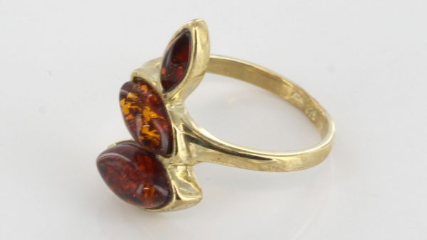 Italian Unique Handmade German Baltic Amber Ring in 9ct solid Gold- GR0132 RRP £250!!!