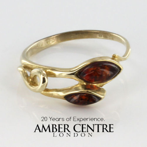 Italian Unique Handmade German Baltic Amber Ring in 9ct solid Gold- GR0140 RRP £195!!!