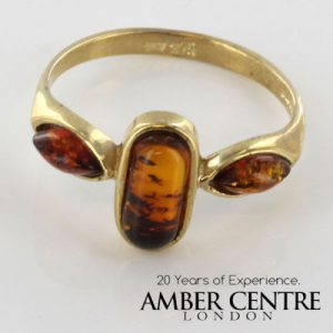 Italian Unique Handmade German Baltic Amber Ring in 9ct solid Gold- GR0151 RRP £195!!!