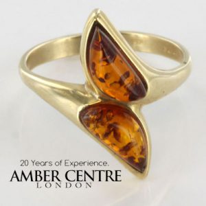 Italian Unique Handmade German Baltic Amber Ring in 9ct solid Gold- GR0171 RRP £275!!!