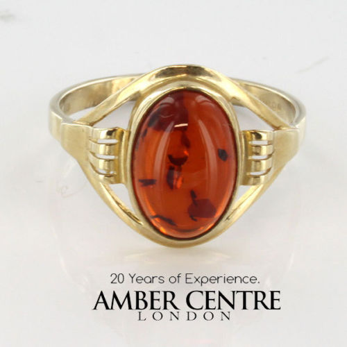 Italian Unique Handmade German Baltic Amber Ring in 9ct solid Gold- GR0192 RRP £295!!!