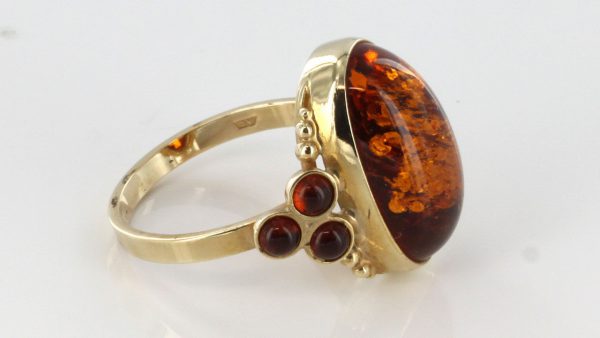 Italian Unique Handmade German Baltic Amber Ring in 9ct solid Gold- GR0198 RRP £375!!!