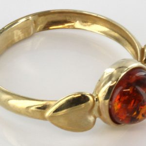 Italian Handmade "Love" Ring German Baltic Amber in 9ct solid Gold- GR0201 RRP £195!!!