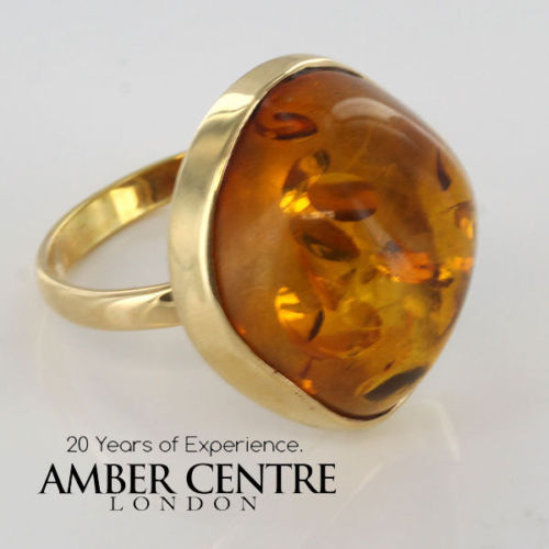 Italian Handmade Unique German Baltic Amber Ring in 14ct solid Gold GR0508- RRP£995!!!