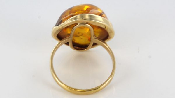 Italian Handmade Unique German Baltic Amber Ring in 14ct solid Gold GR0508- RRP£995!!!