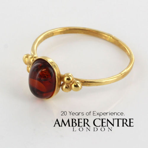 Italian Handmade Elegant German Baltic Amber Ring In 18ct solid Gold-GR0672 RRP £325!!