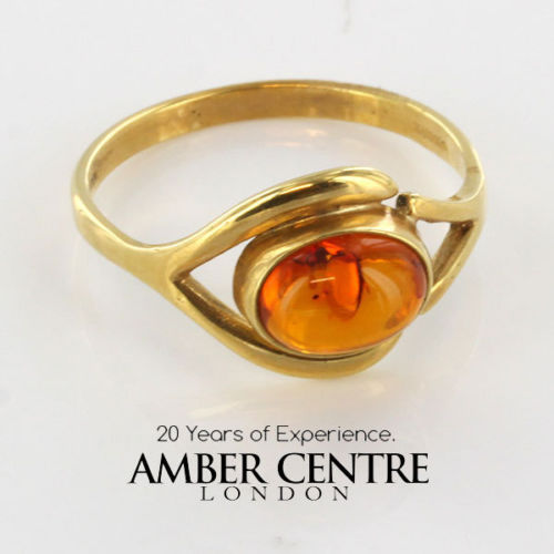 Italian Unique Handmade German Baltic Amber Ring in 18ct Solid Gold- GR0681 RRP £395!!