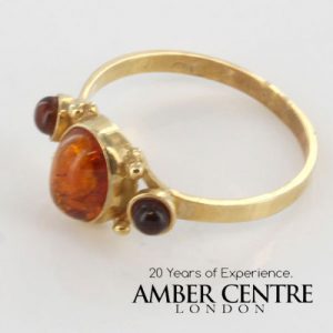 Italian Unique Handmade German Baltic Amber Ring in 14ct Gold- GR0503 RRP £245!!!