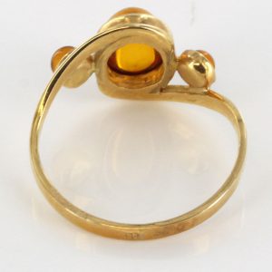 Italian Unique Handmade German Baltic Amber Ring in 14ct solid Gold- GR0504 RRP £295!!