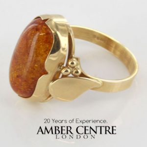 Italian Made Elegant German Baltic Amber Ring in Solid 14ct Gold GR0507- RRP£595!!!