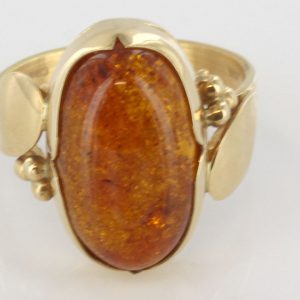 Italian Made Elegant German Baltic Amber Ring in Solid 14ct Gold GR0507- RRP£595!!!