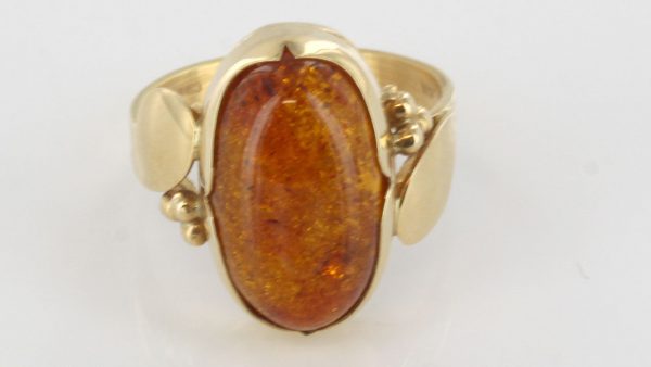 Italian Made Elegant German Baltic Amber Ring in Solid 14ct Gold GR0507- RRP£595!!!