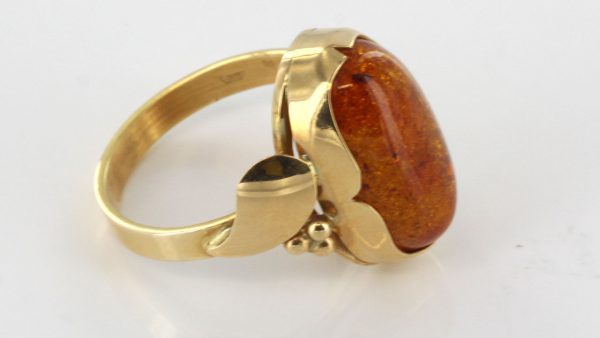 Italian Made Elegant German Baltic Amber Ring in Solid 14ct Gold GR0507- RRP£595!!!