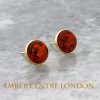 Italian Made 9ct Gold Large Baltic Amber Round Stud Earrings GS0005 RRP£225!!!